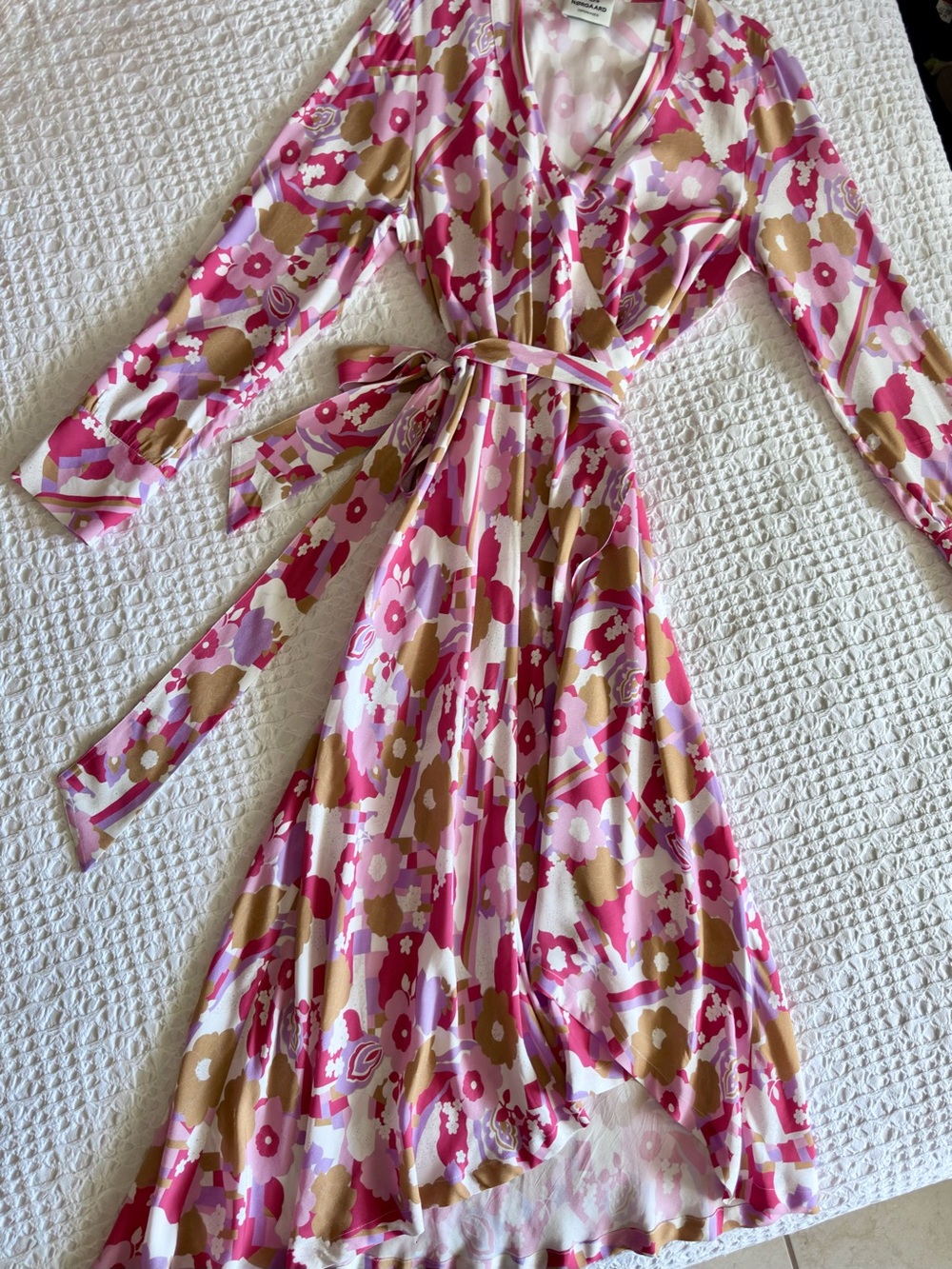 Mads Nørgaard Flower Duralla Wrap Dress Midi Women’s EU 40 Retro Asymmetrical - Picture 14 of 15